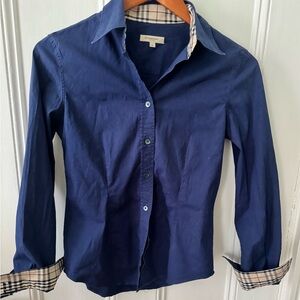 Burberry Blue  Down Shirt with Tailored Fit
